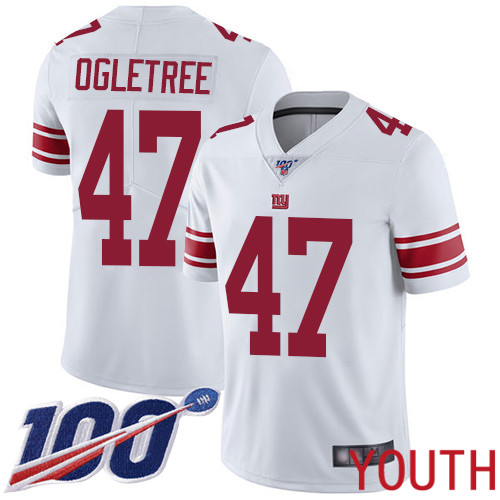 Youth New York Giants 47 Alec Ogletree White Vapor Untouchable Limited Player 100th Season Football NFL Jersey